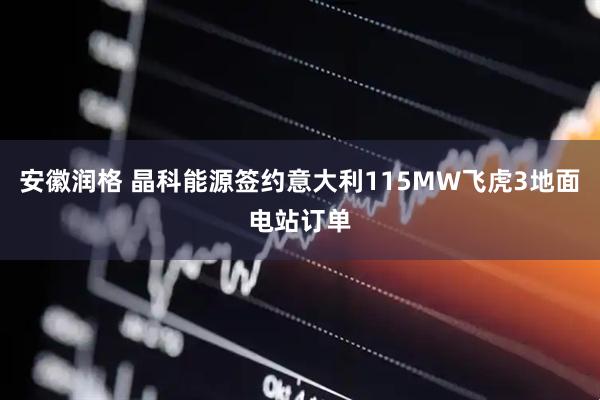 安徽润格 晶科能源签约意大利115MW飞虎3地面电站订单
